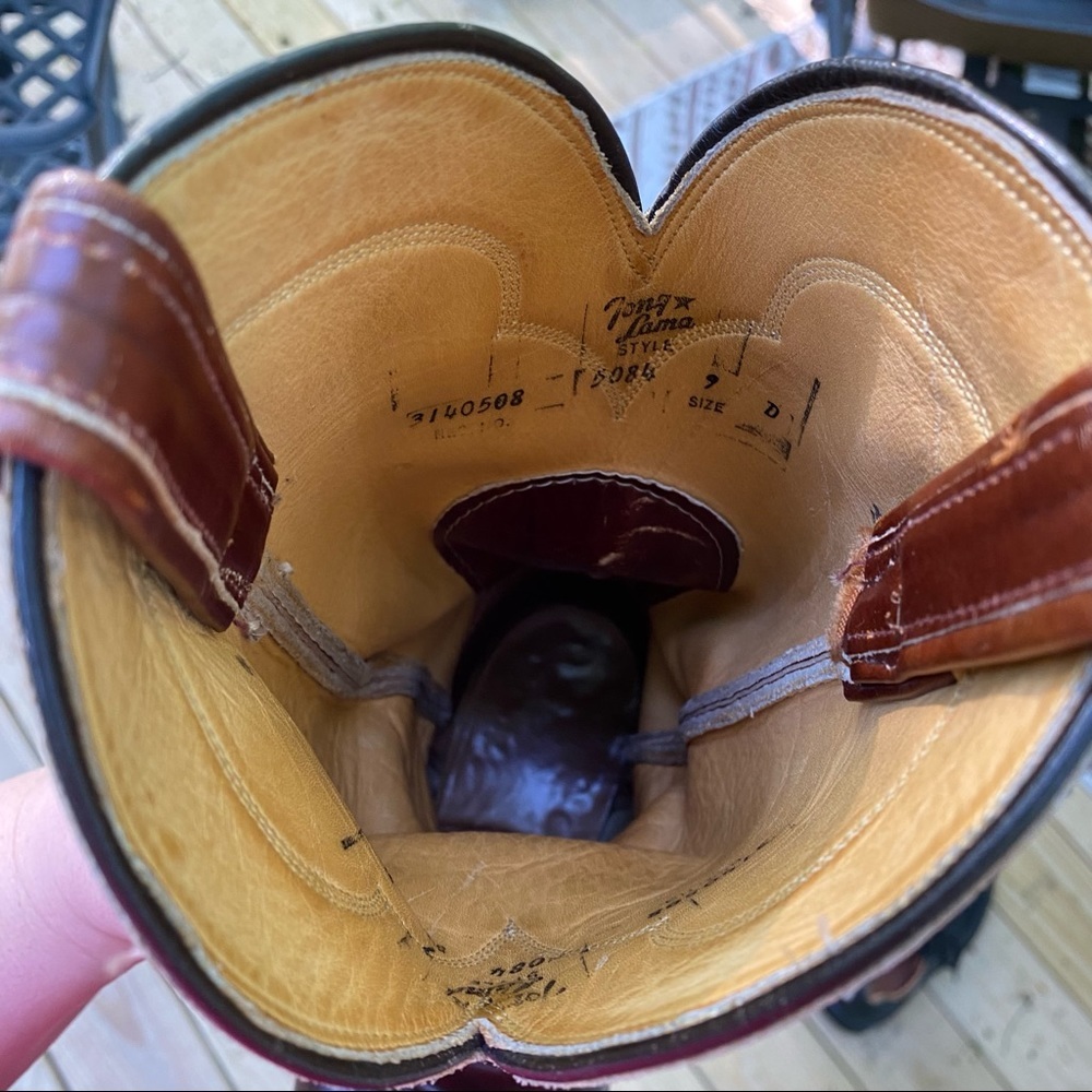 Tony Lama | Brown Leather Western Boots 9 D - Picture 7 of 8